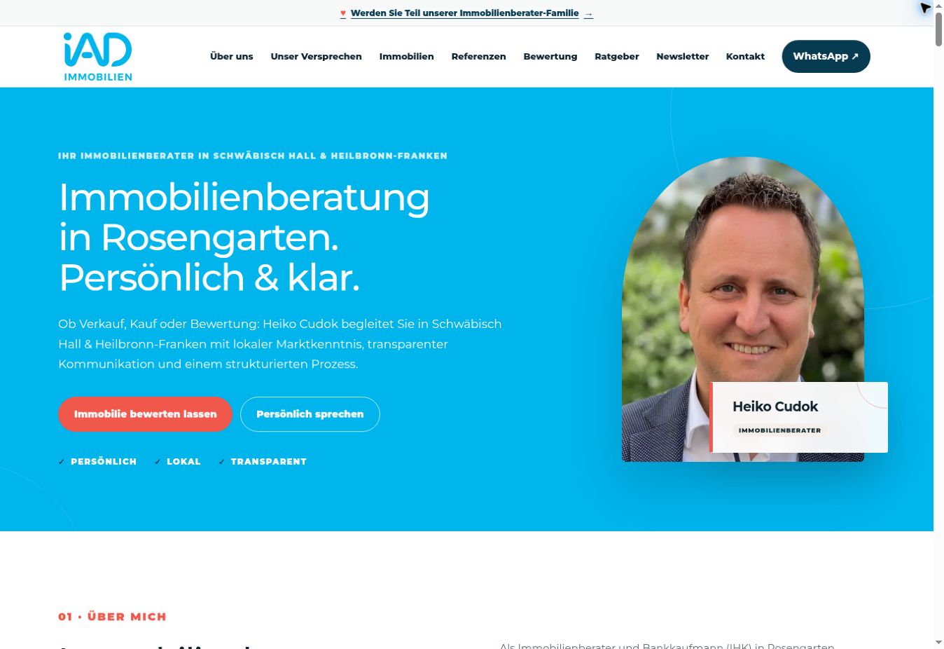 Website-Ansicht von schwäbischhall.immo